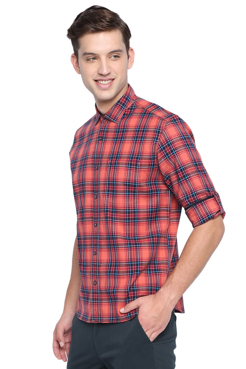 BASICS SLIM FIT CHECKS SHIRT