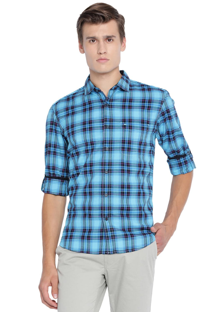 BASICS SLIM FIT CHECKS SHIRT