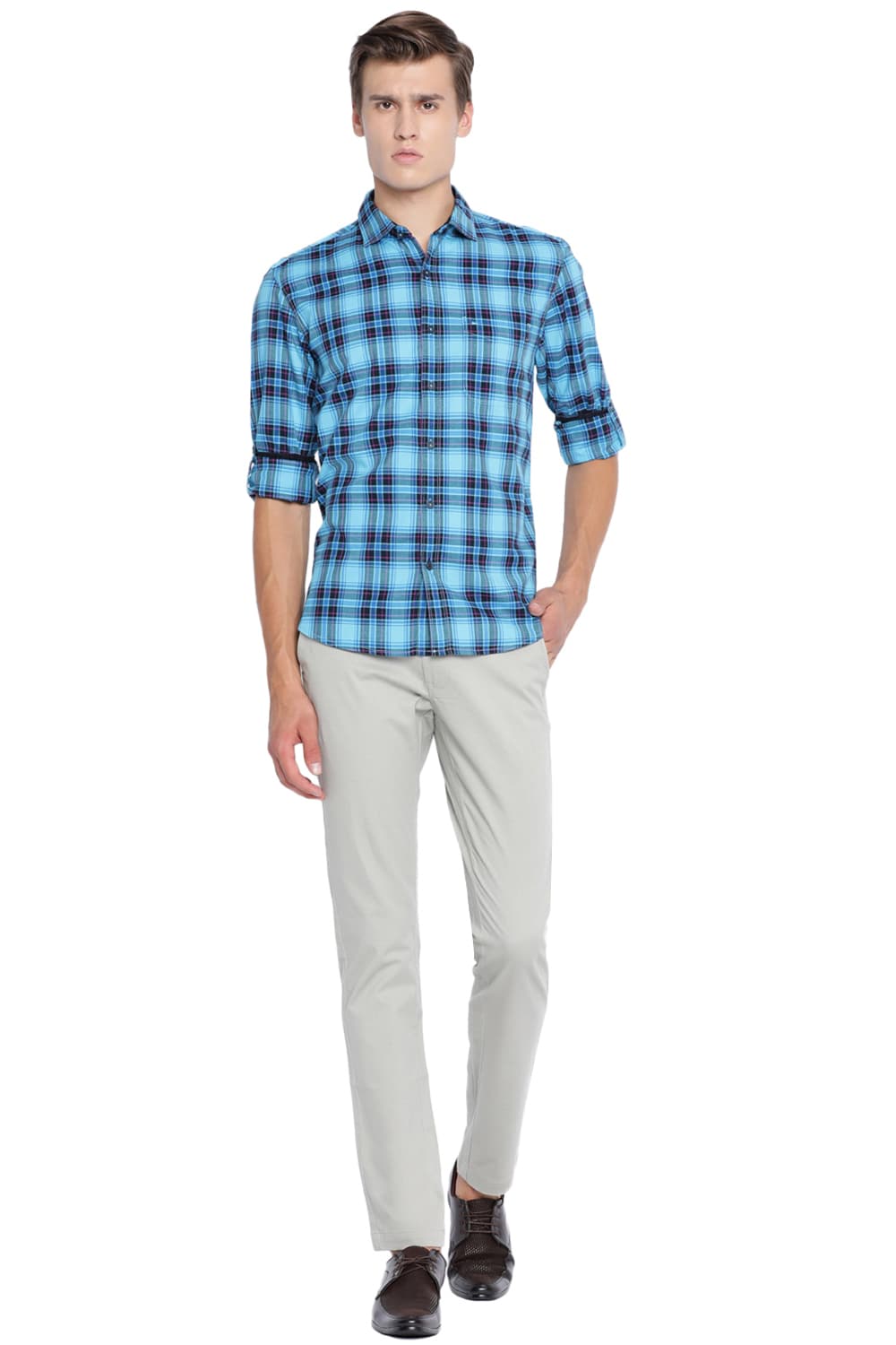 BASICS SLIM FIT CHECKS SHIRT