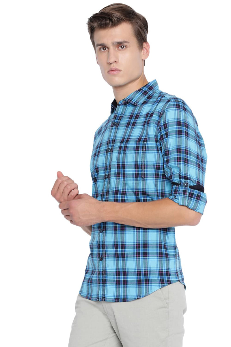 BASICS SLIM FIT CHECKS SHIRT