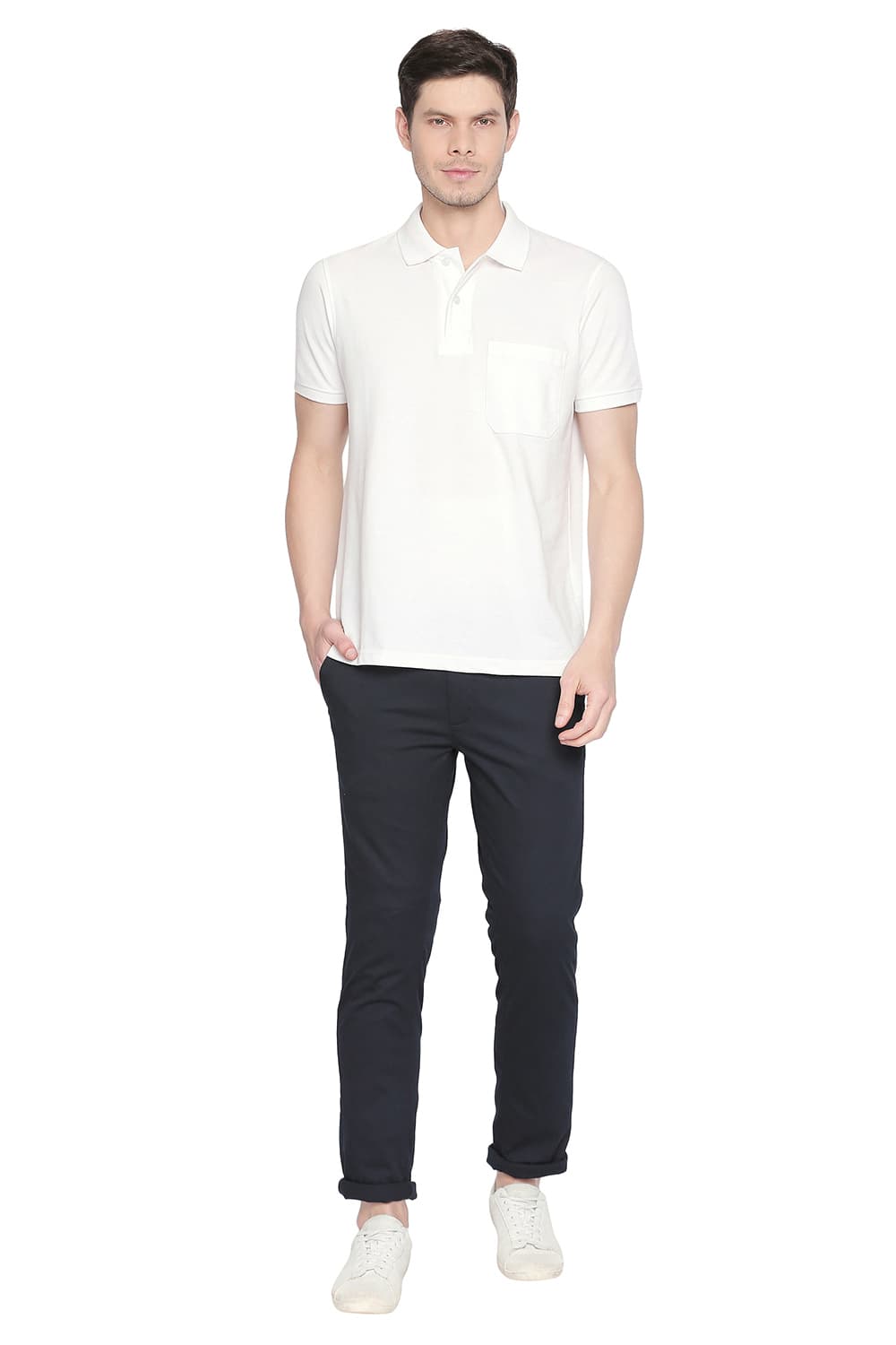 BASICS TAPERED FIT STRETCH TROUSER