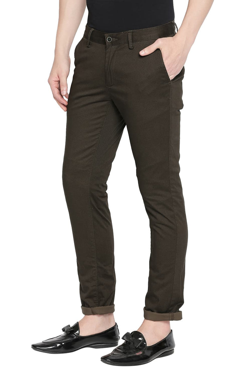 BASICS TAPERED FIT PRINTED STRETCH TROUSER