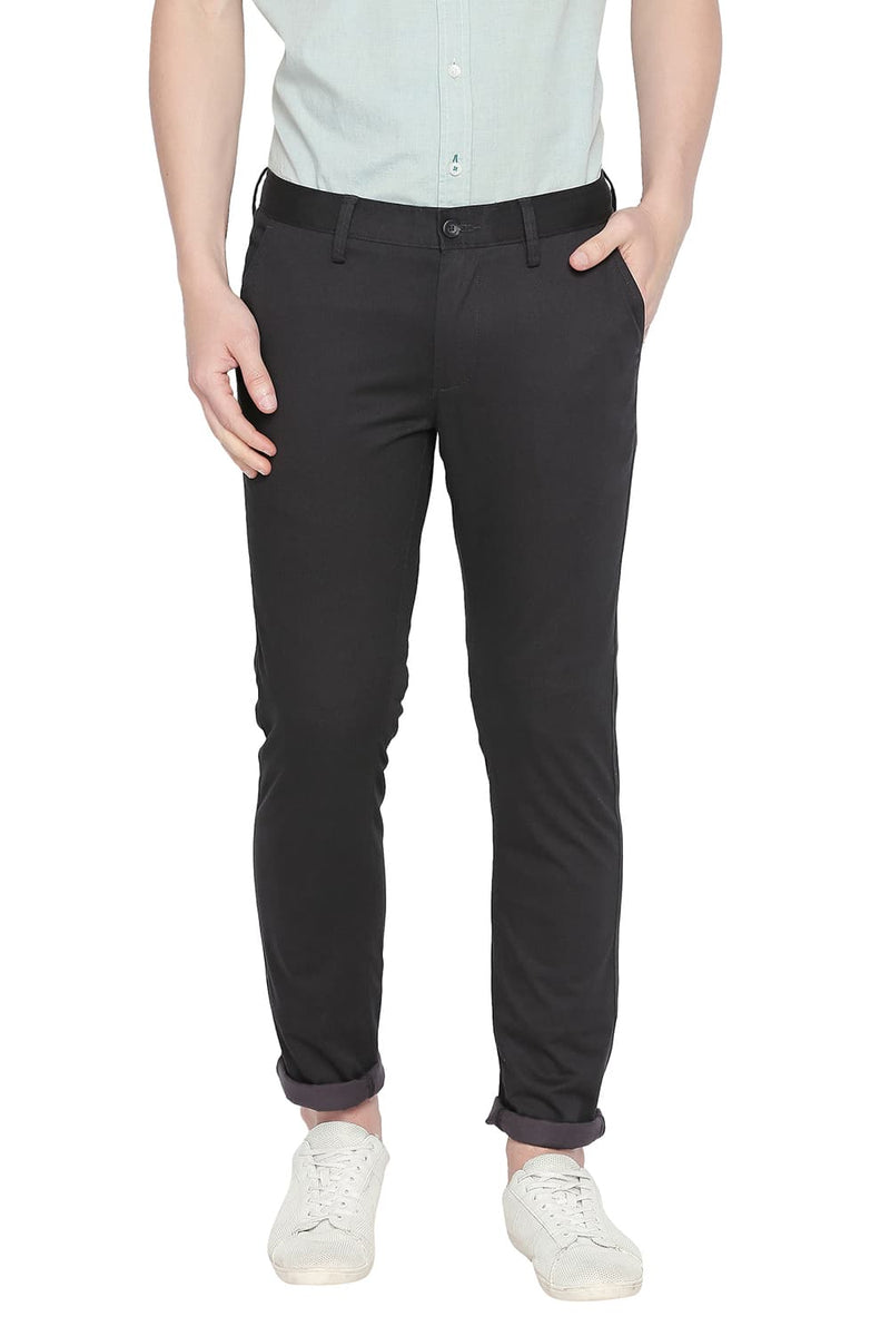 BASICS TAPERED FIT PRINTED STRETCH TROUSER