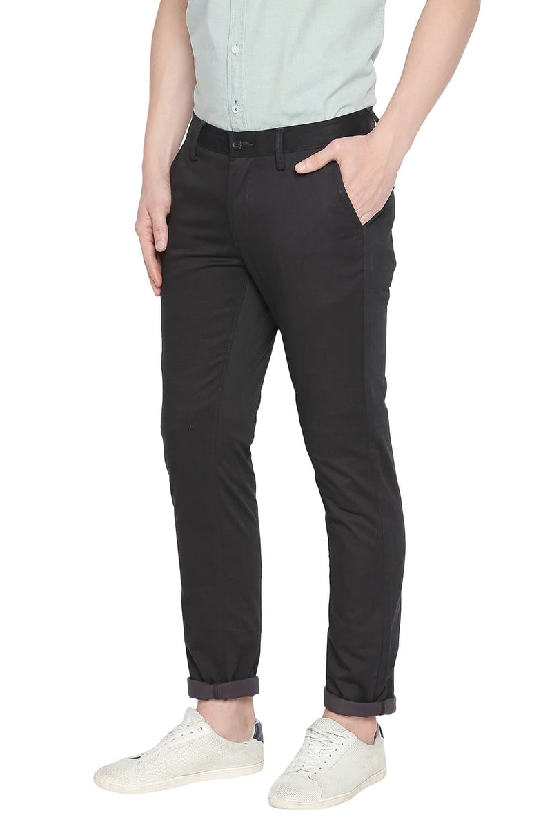 BASICS TAPERED FIT PRINTED STRETCH TROUSER