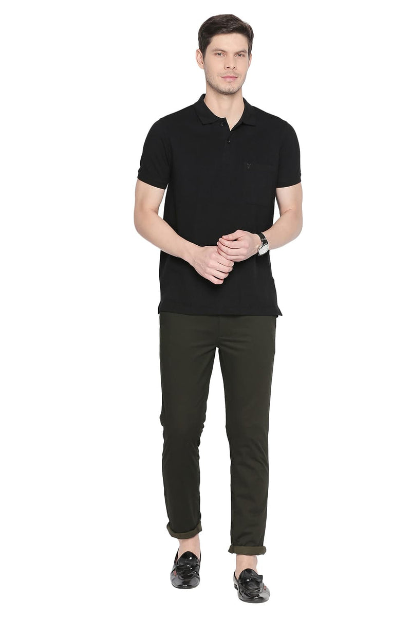 BASICS TAPERED FIT PRINTED STRETCH TROUSER