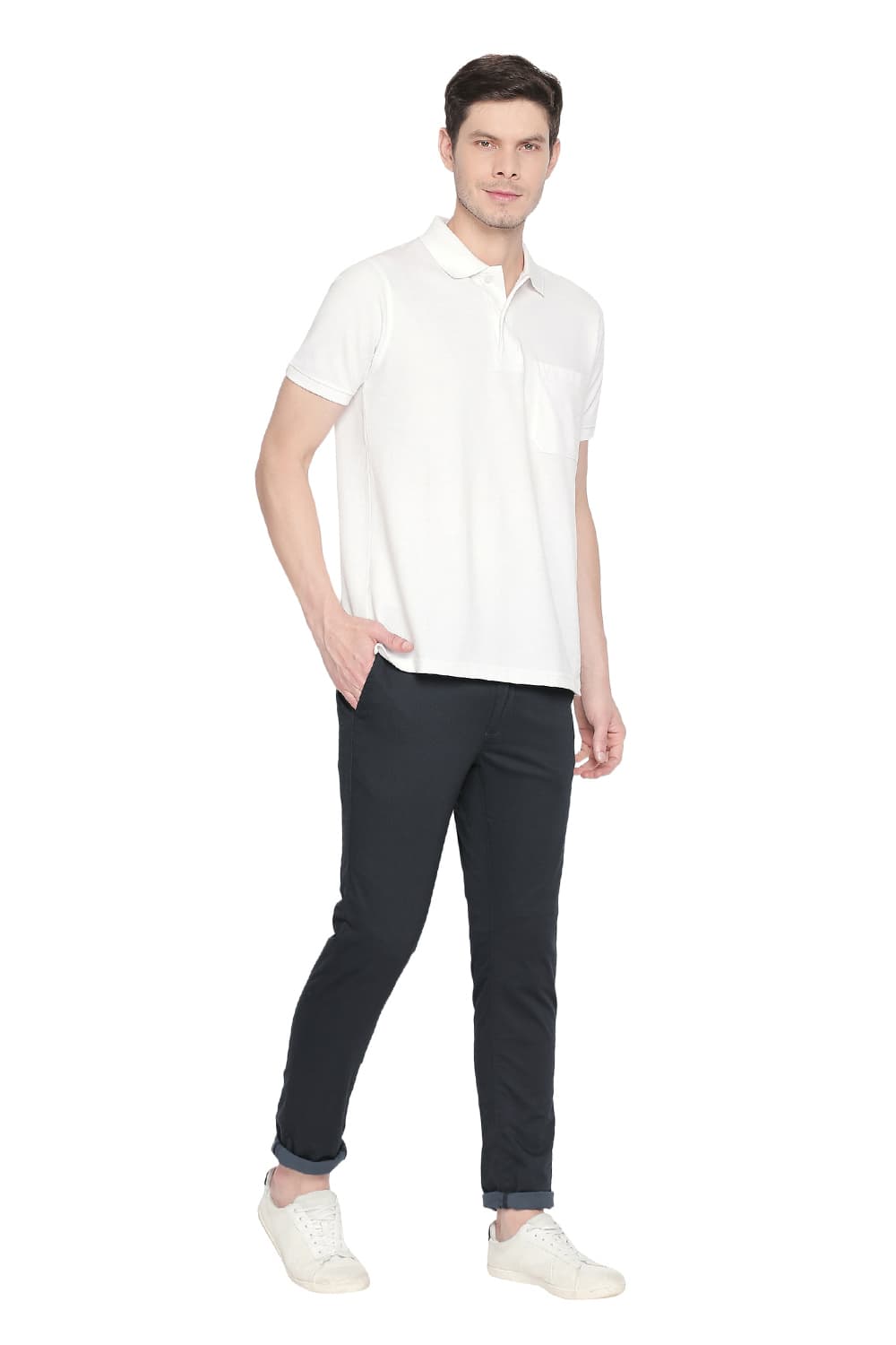 BASICS TAPERED FIT STRETCH TROUSER