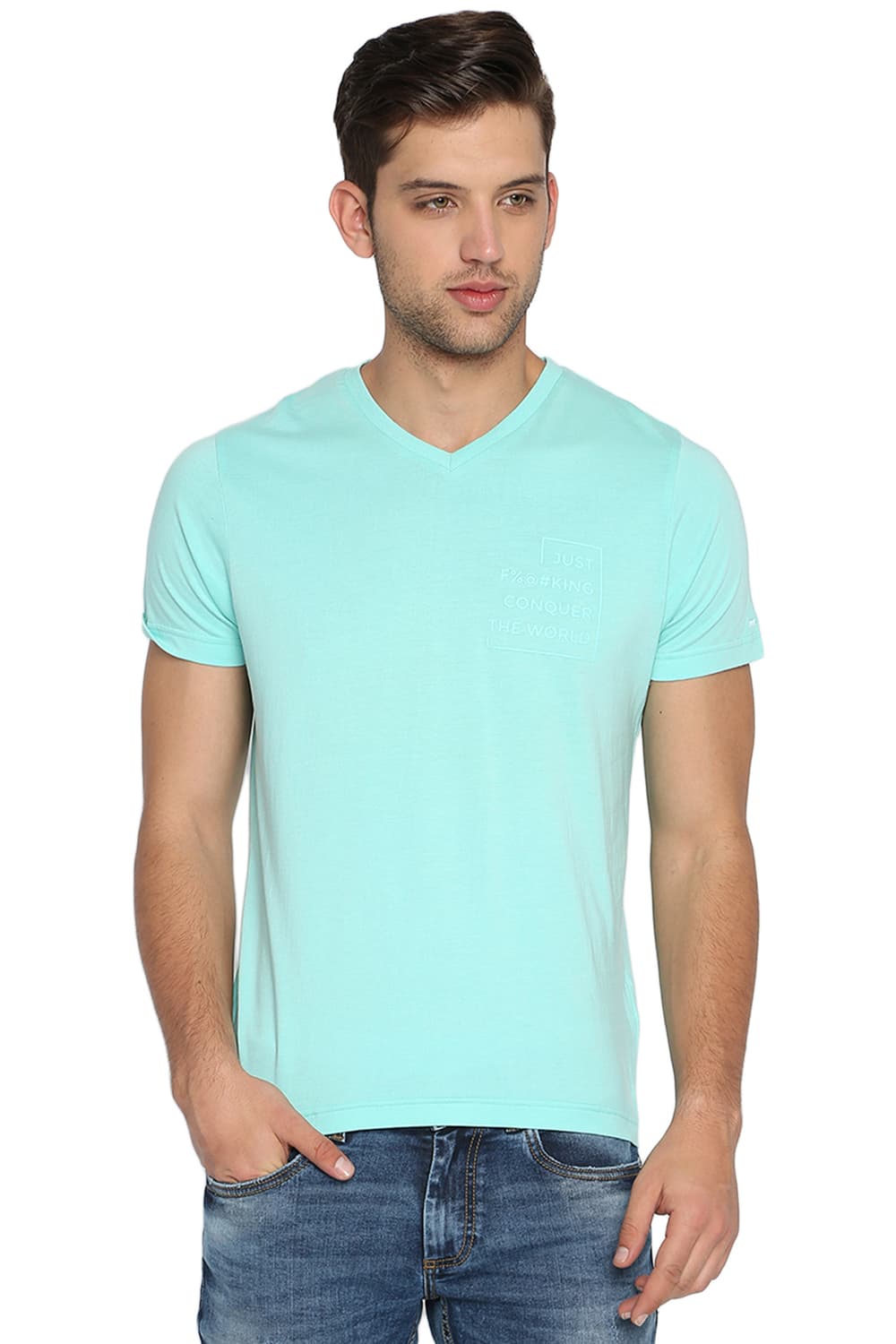 BASICS MUSCLE FIT V NECK T SHIRT