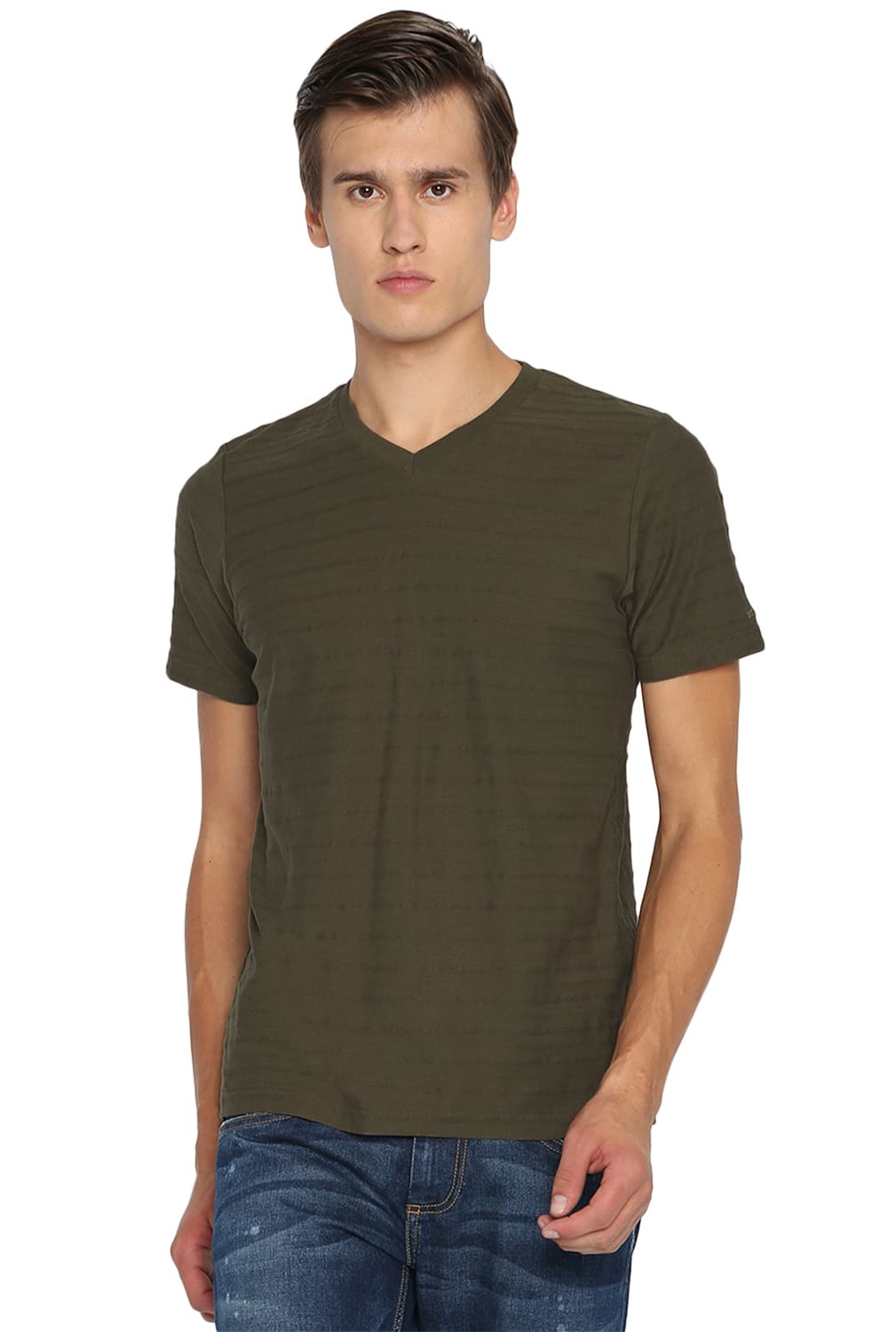 BASICS MUSCLE FIT V NECK T SHIRT