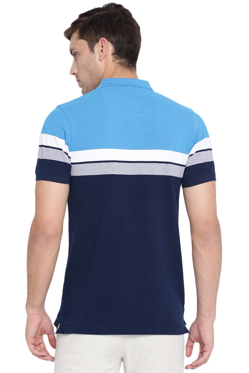 BASICS MUSCLE FIT STRIPES POLO T SHIRT