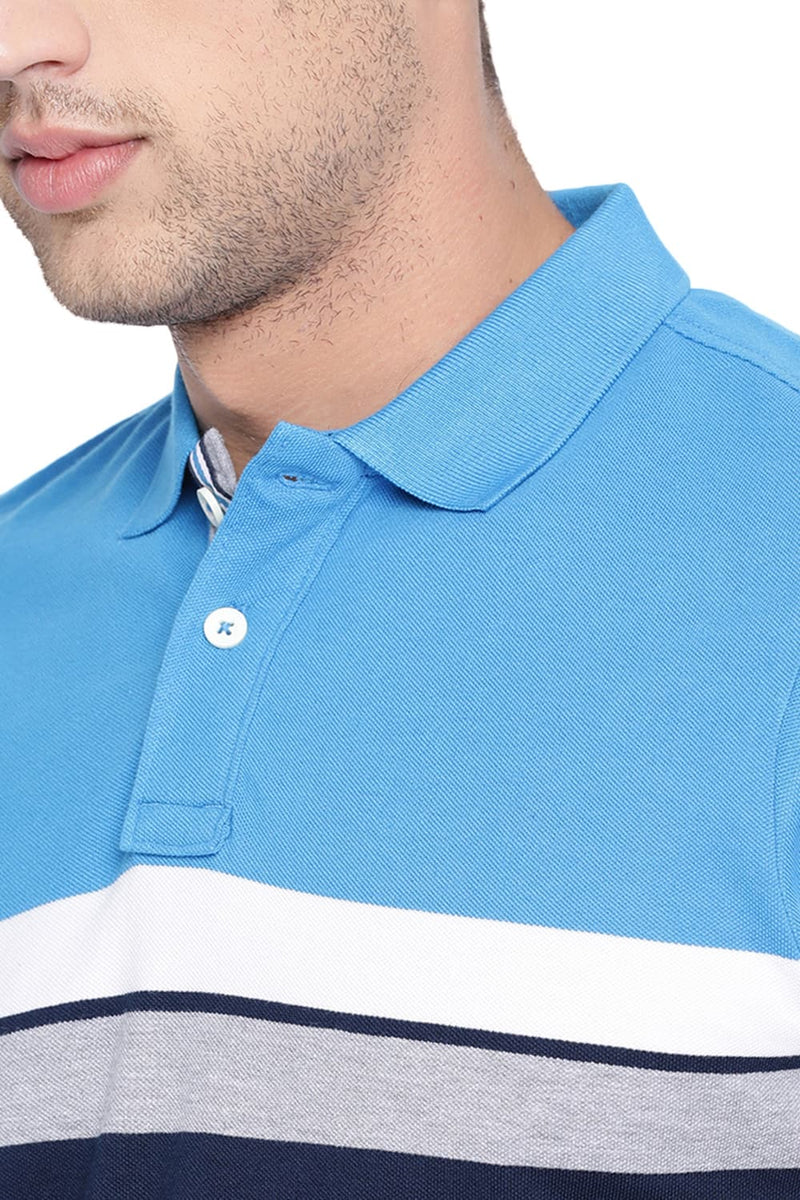 BASICS MUSCLE FIT STRIPES POLO T SHIRT