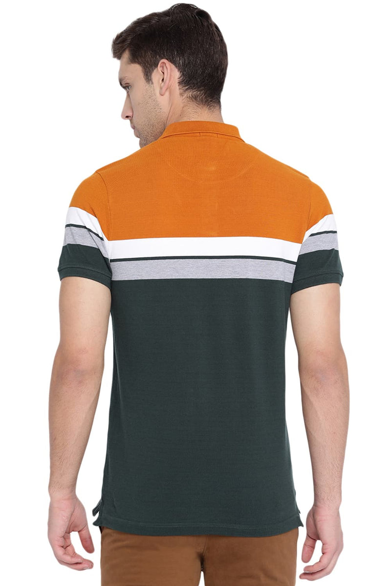 BASICS MUSCLE FIT STRIPES POLO T SHIRT