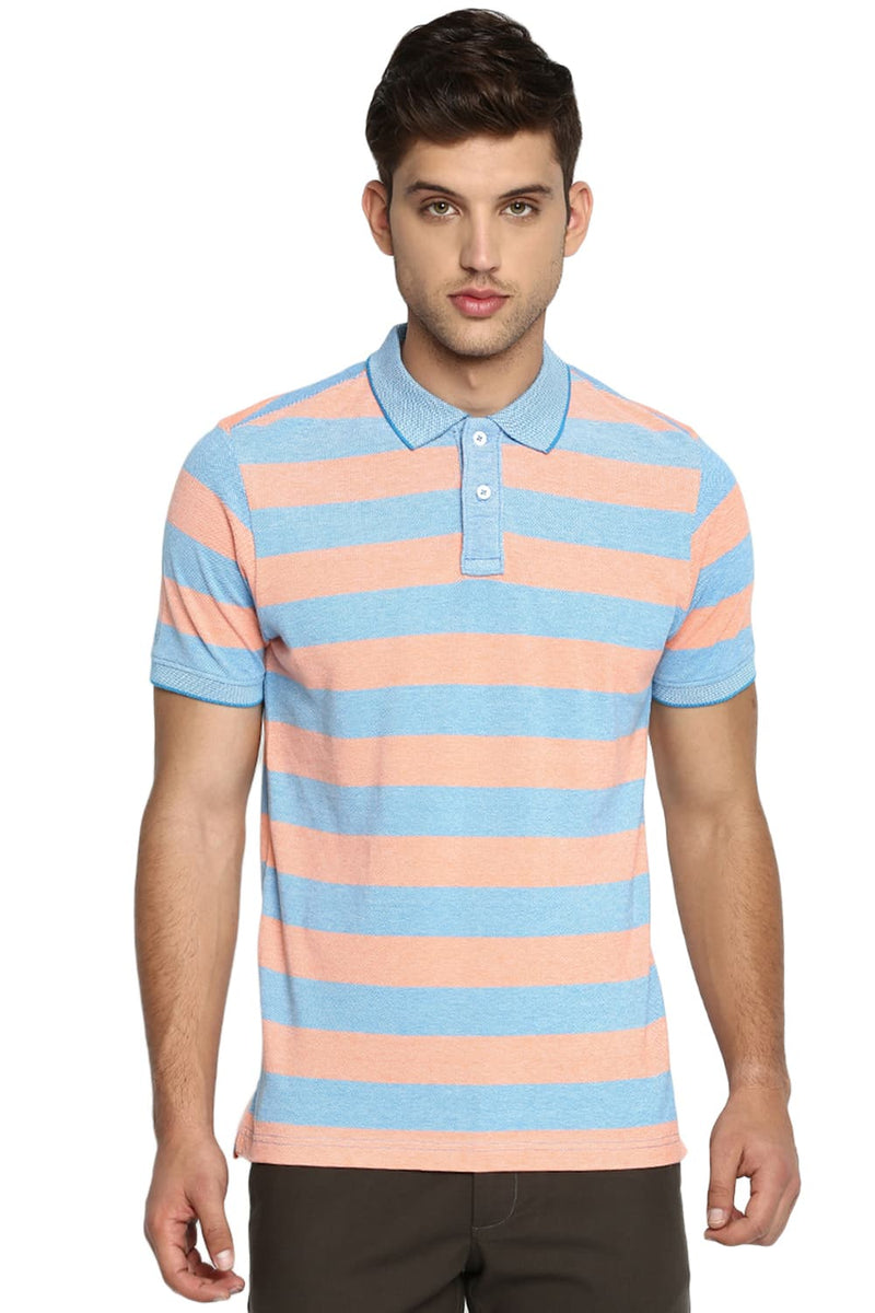 BASICS MUSCLE FIT POLO STRIPE T SHIRT