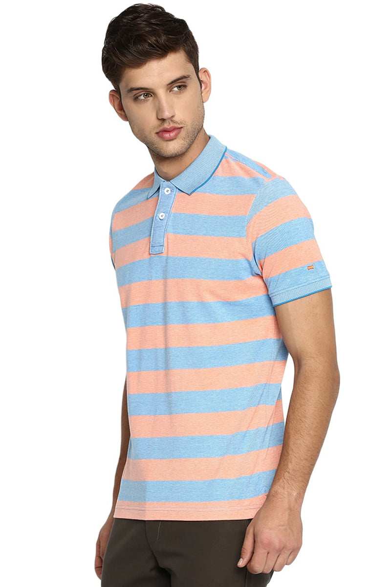 BASICS MUSCLE FIT POLO STRIPE T SHIRT