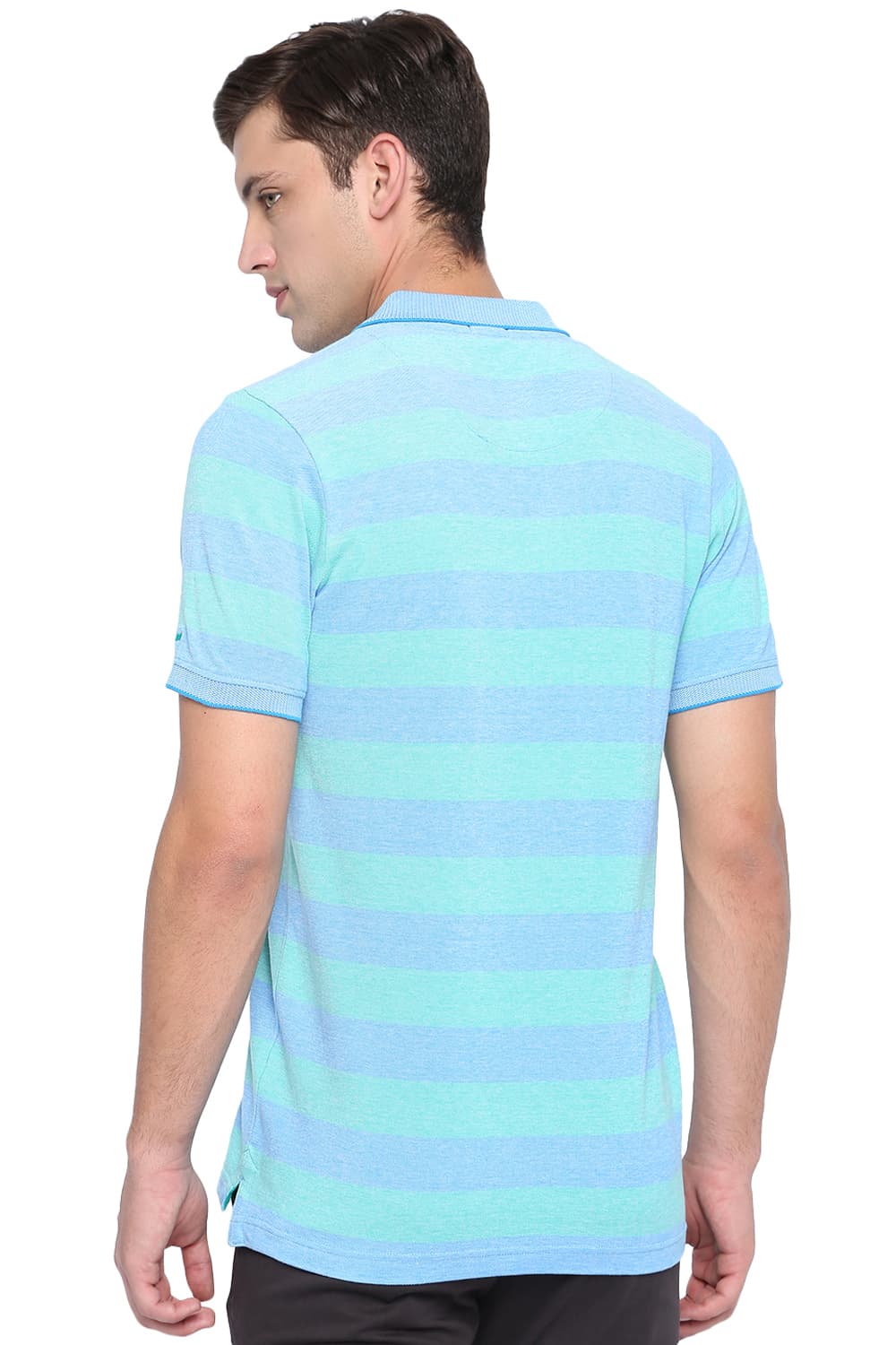 BASICS MUSCLE FIT POLO STRIPE T SHIRT