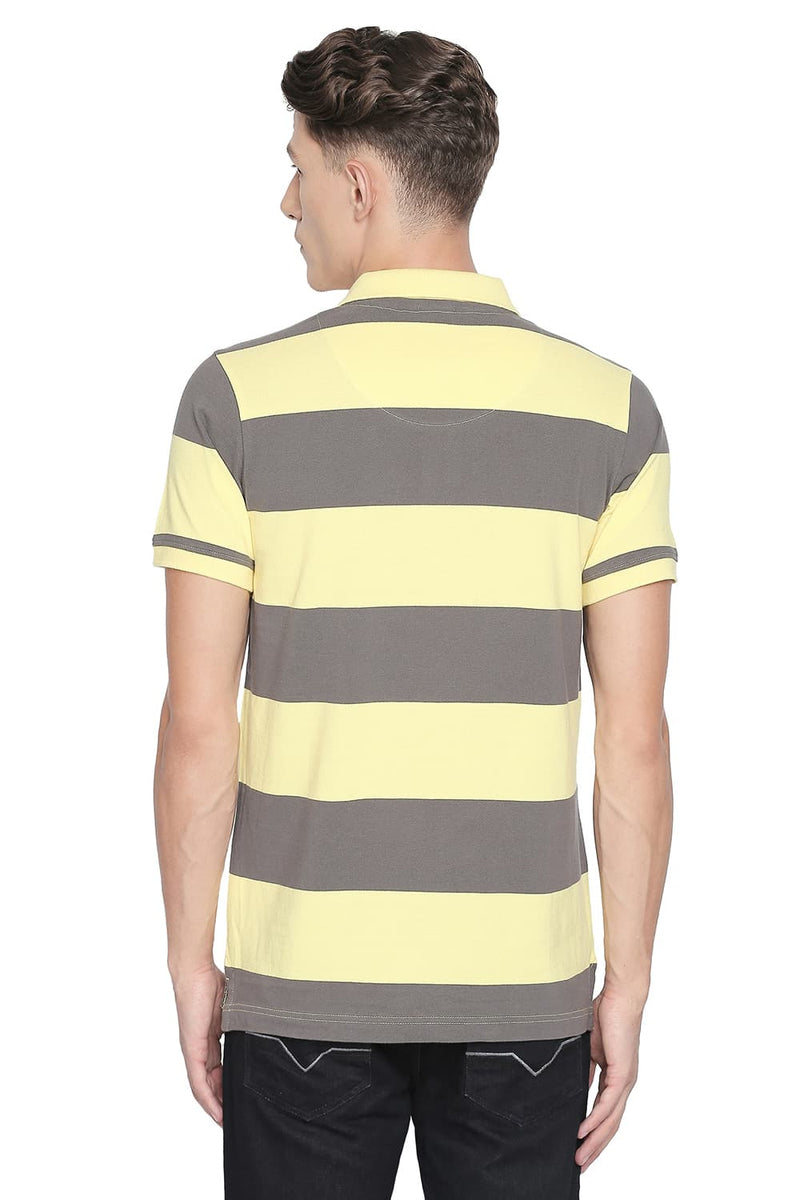 BASICS MUSCLE FIT STRIPE POLO T SHIRT