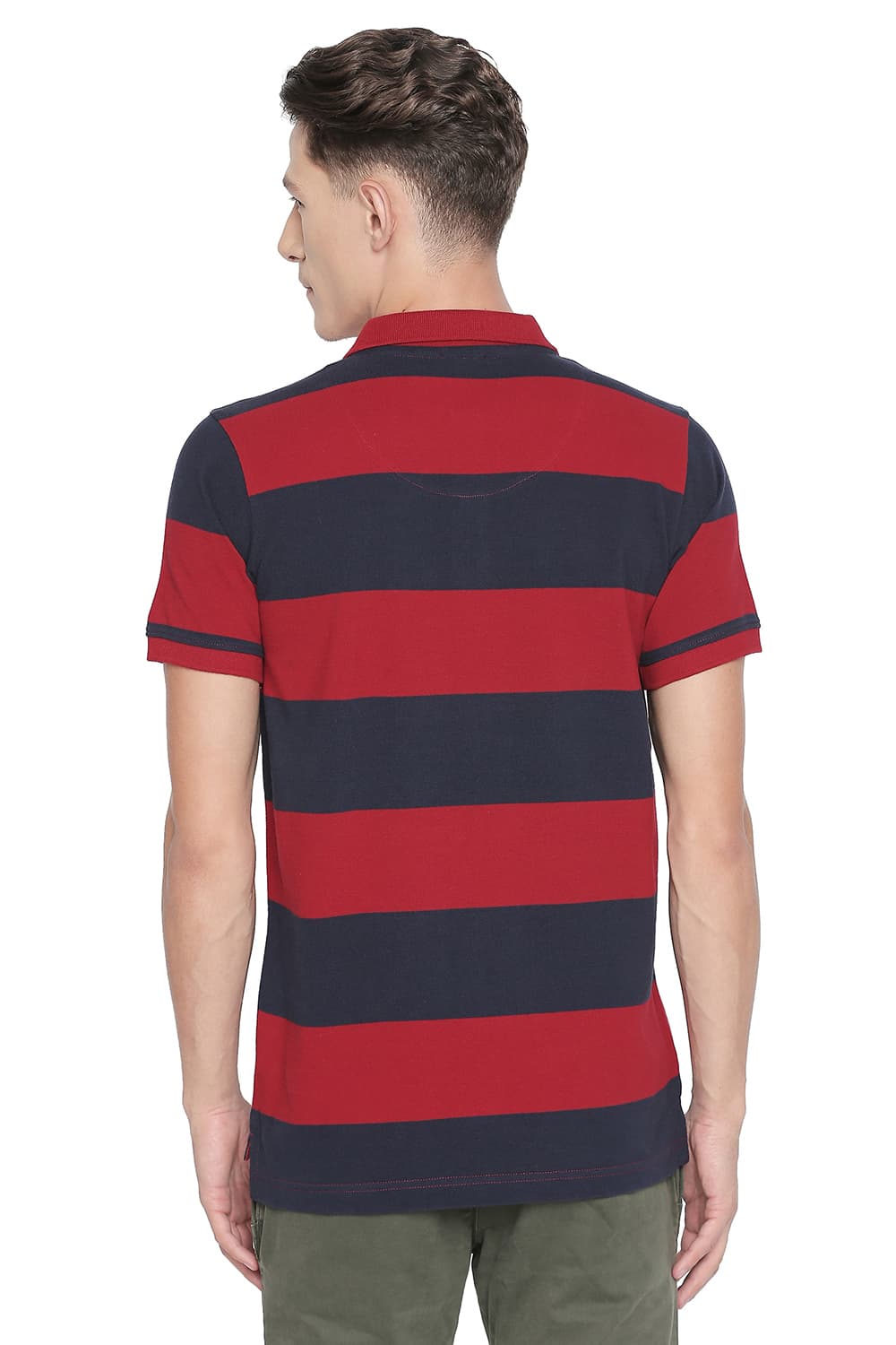 BASICS MUSCLE FIT STRIPE POLO T SHIRT