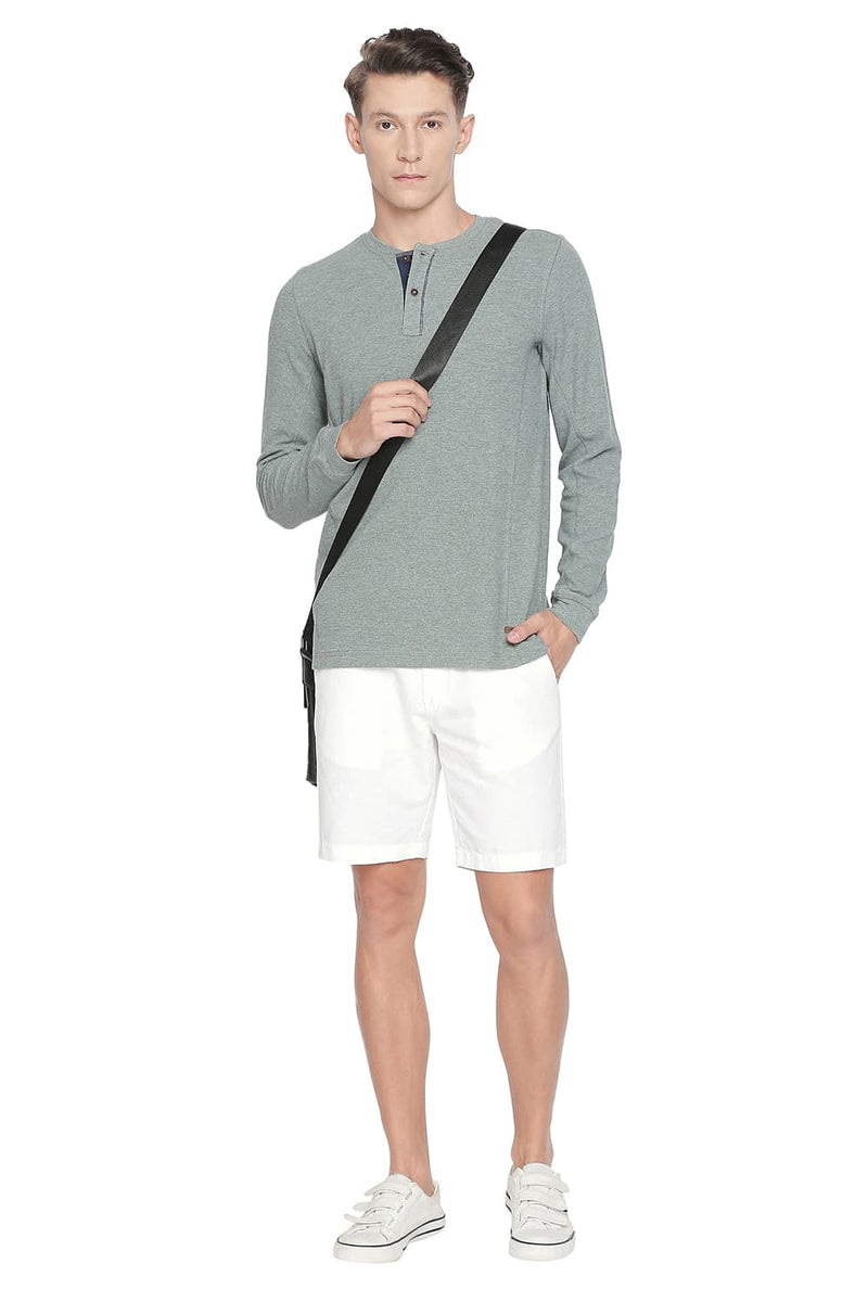 BASICS MUSCLE FIT HENLEY LONG SLEEVE T SHIRT