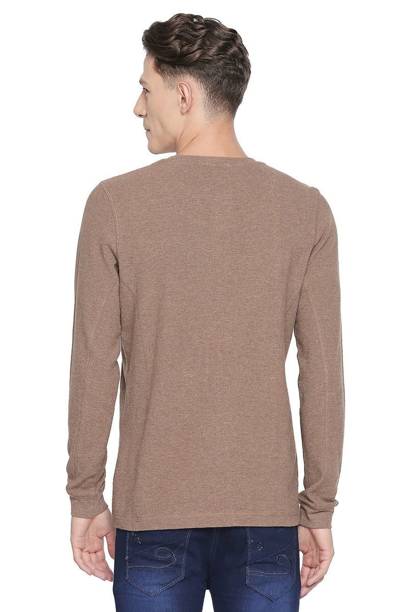 BASICS MUSCLE FIT HENLEY LONG SLEEVE T SHIRT