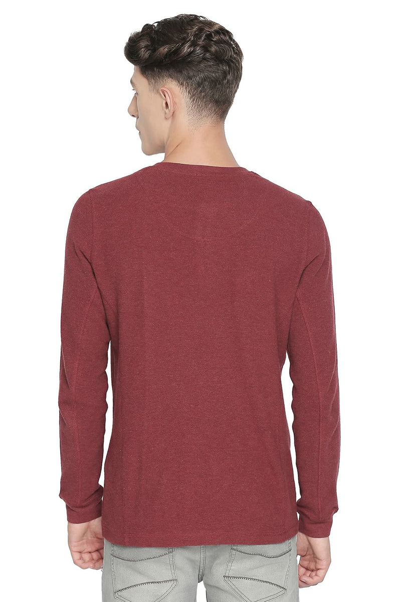 BASICS MUSCLE FIT HENLEY LONG SLEEVE T SHIRT