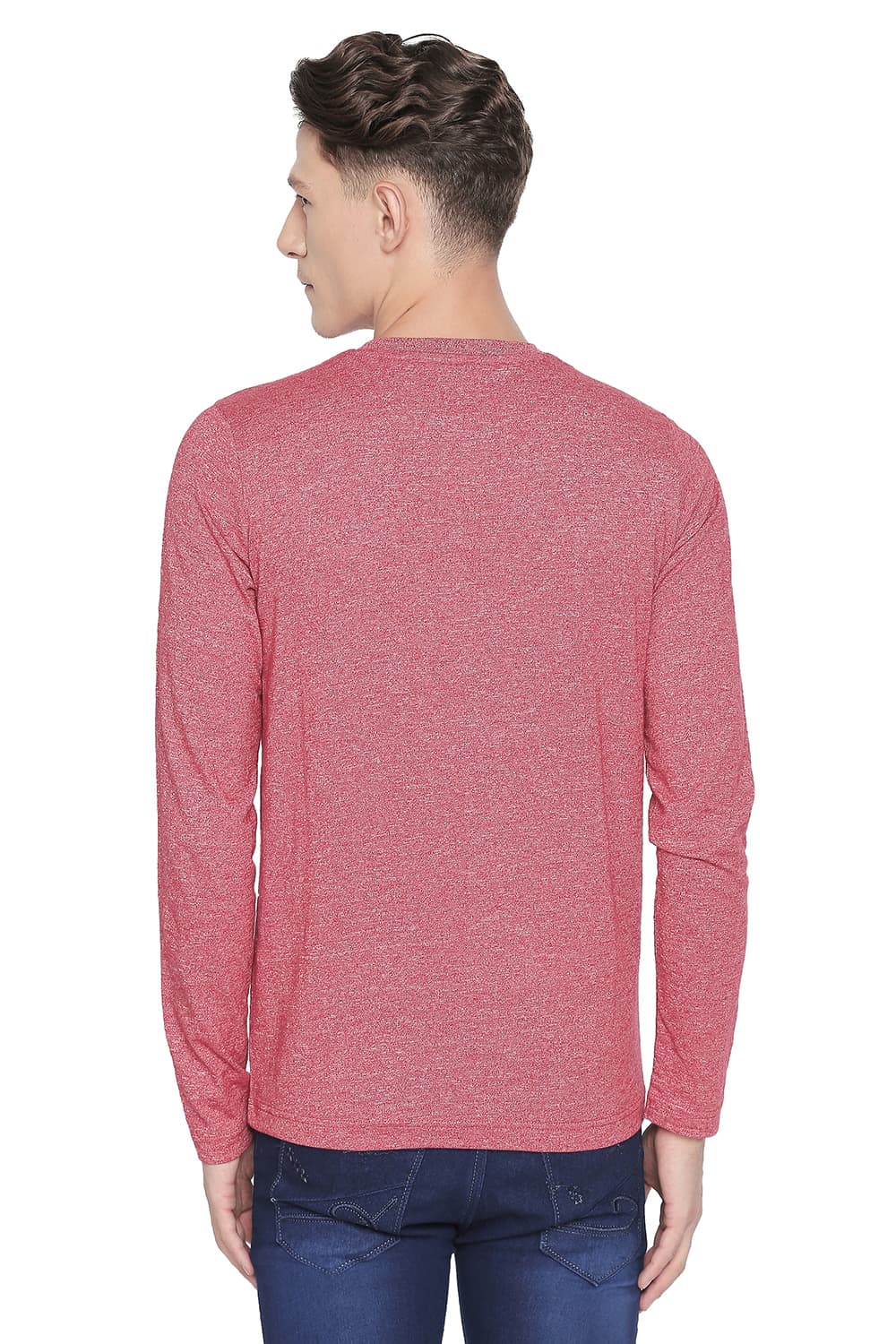 BASICS MUSCLE FIT HENLEY LONG SLEEVE T SHIRT