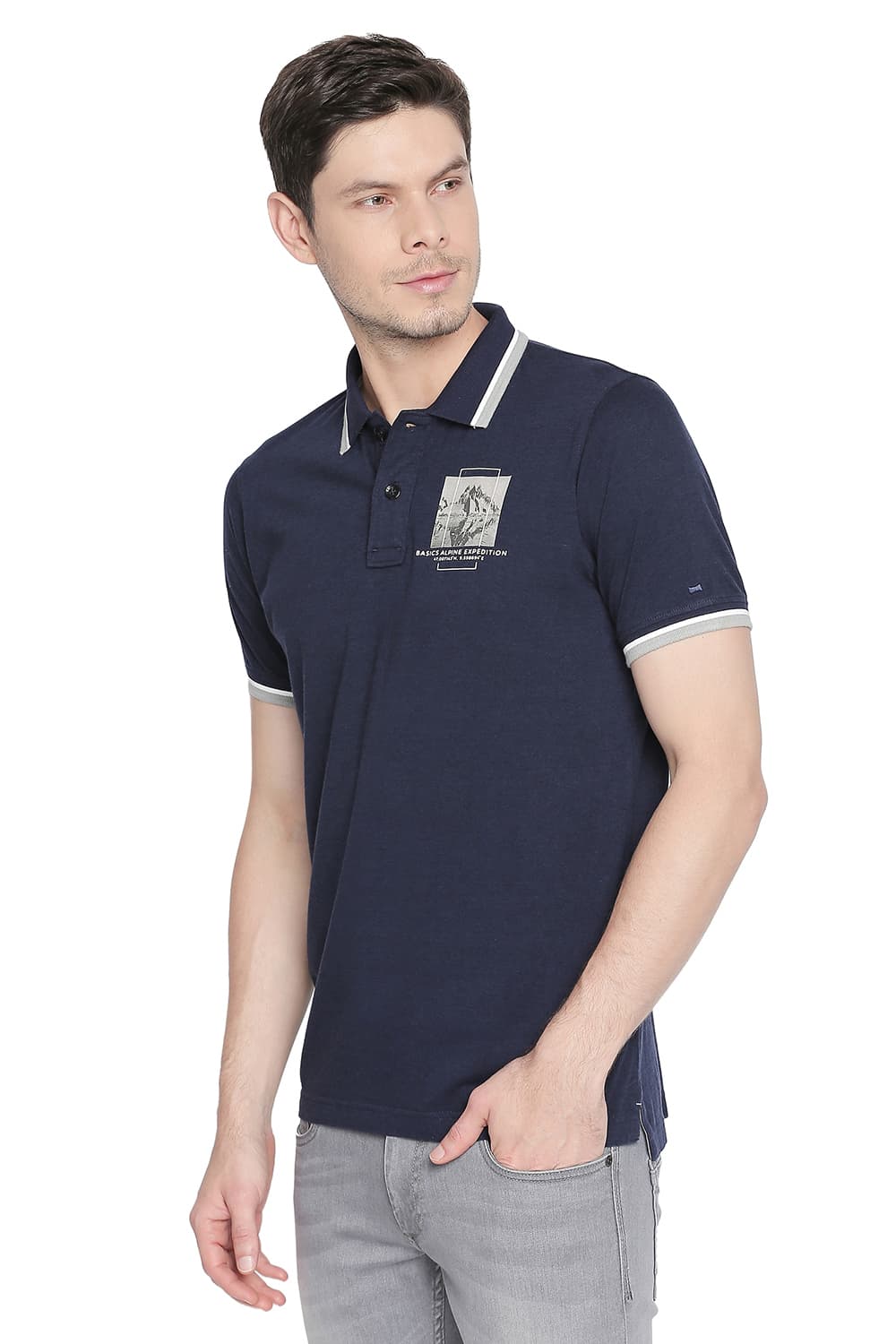 BASICS MUSCLE FIT POLO T SHIRT