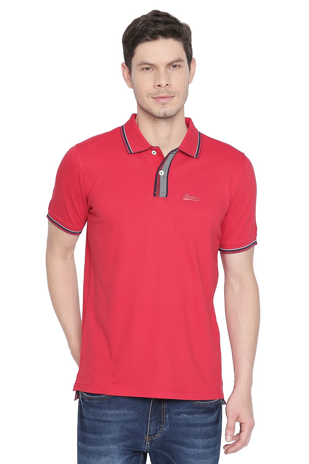 BASICS MUSCLE FIT POLO STRETCH T SHIRT