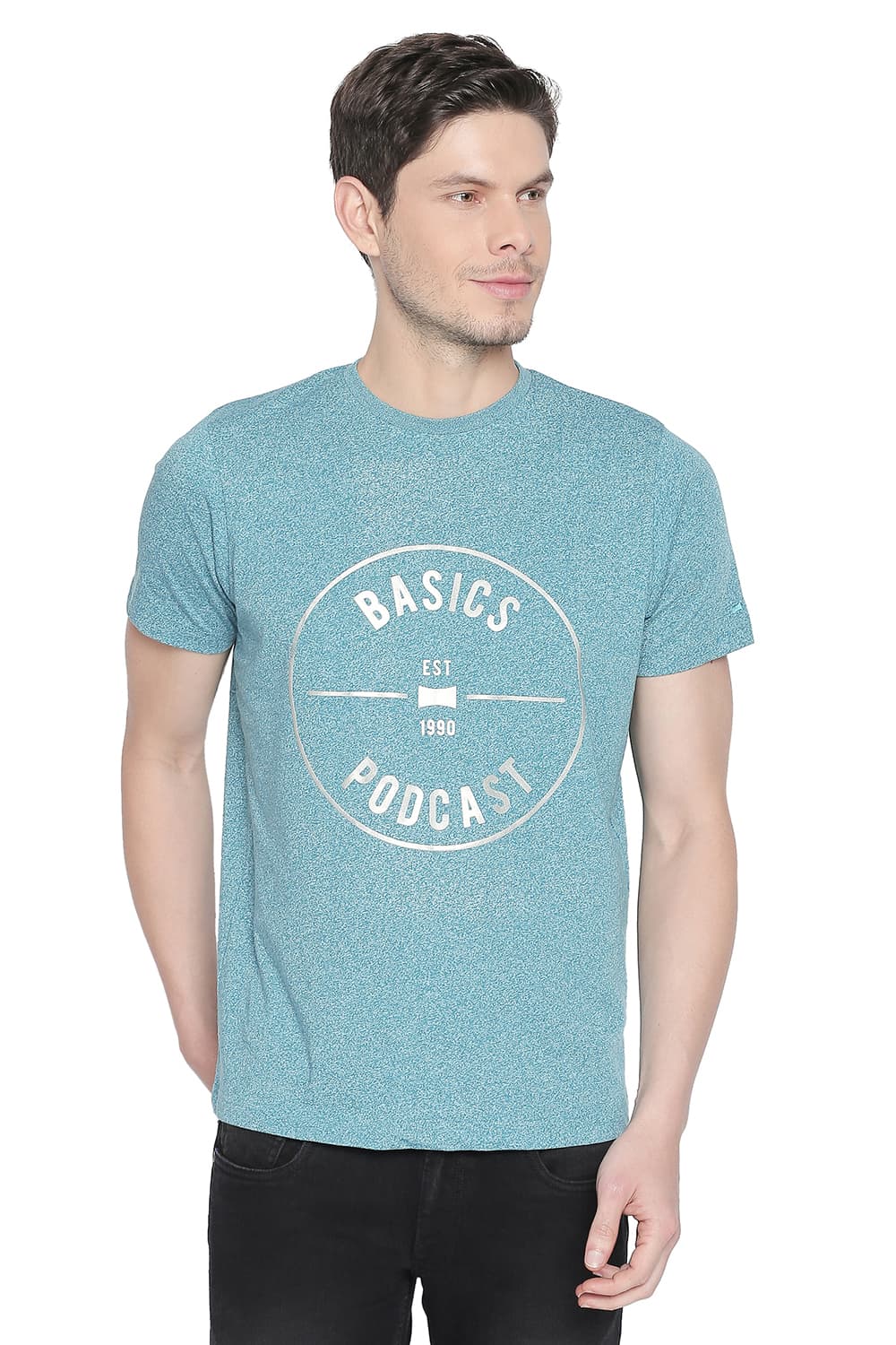 BASICS MUSCLE FIT CREW NECK T SHIRT