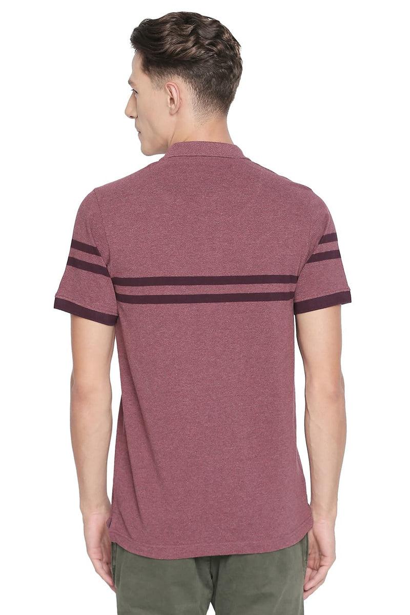 BASICS MUSCLE FIT ENGINEERED STRIPES POLO T SHIRT