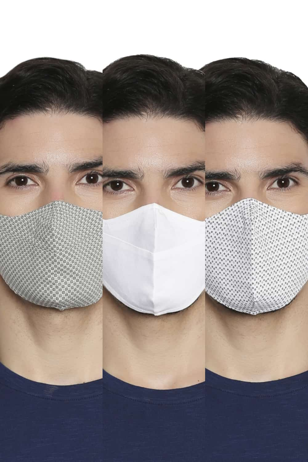 BASICS UNISEX REUSABLE STRUCTURE MASK PACK OF THREE