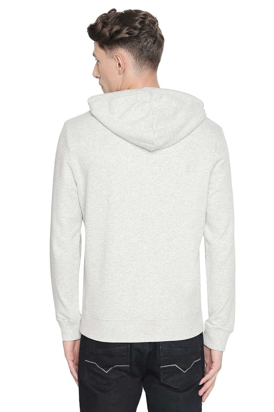 BASICS MUSCLE FIT CLOUD HEATHER HOODED PULLOVER KNIT JACKET