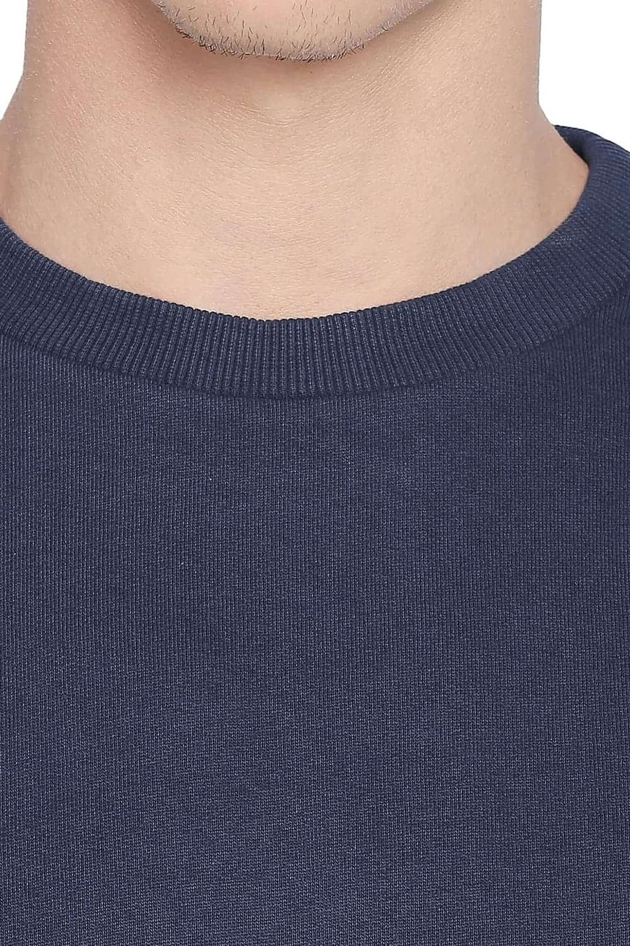 BASICS MUSCLE FIT DRESS BLUE CREW NECK PULLOVER KNIT JACKET