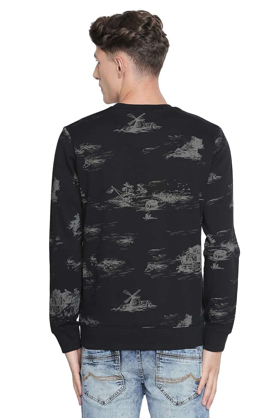 BASICS MUSCLE FIT BLACK BEAUTY PRINTED PULLOVER KNIT JACKET