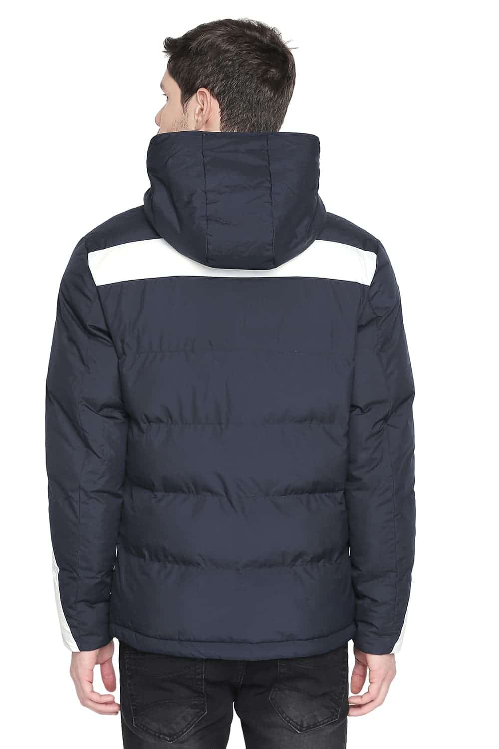 BASICS COMFORT FIT MOOD INDIGO PUFFER JACKET WITH DETACHABLE HOOD