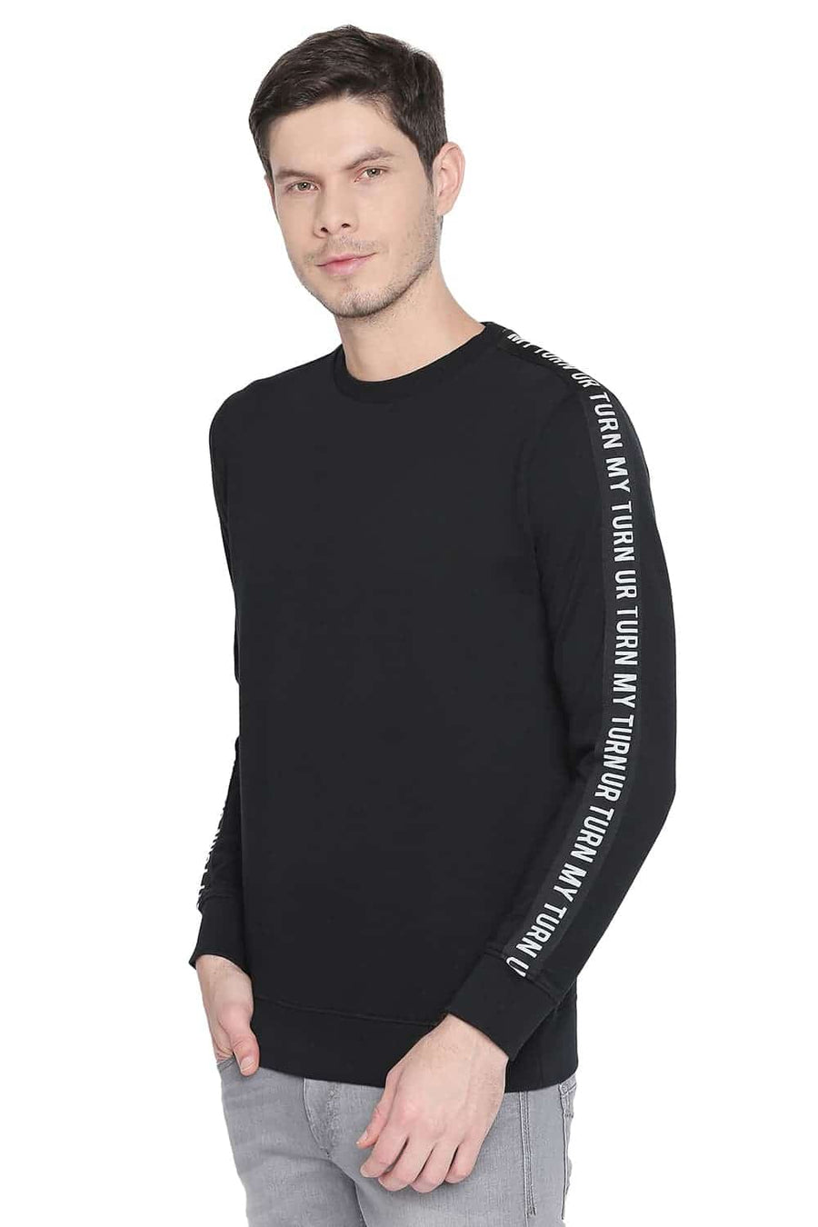 BASICS MUSCLE FIT BLACK BEAUTY CREW NECK PULLOVER KNIT JACKET