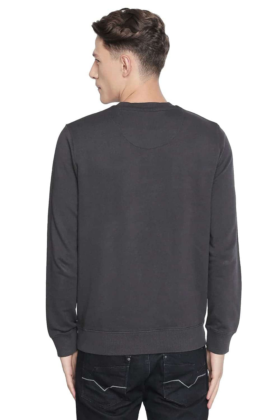 BASICS MUSCLE FIT EBONY CREW NECK PULLOVER KNIT JACKET