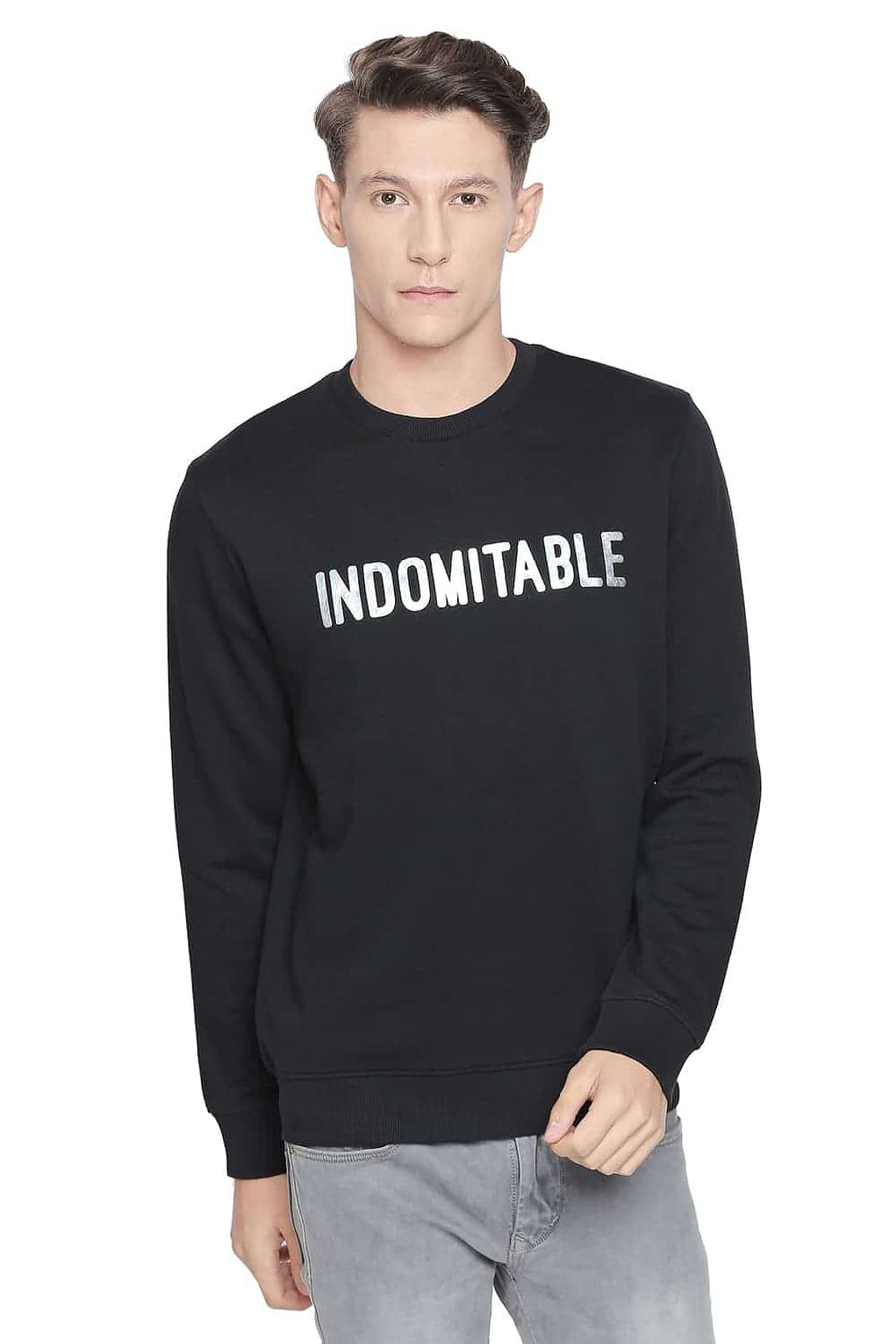 BASICS MUSCLE FIT BLACK BEAUTY CREW NECK PULLOVER KNIT JACKET