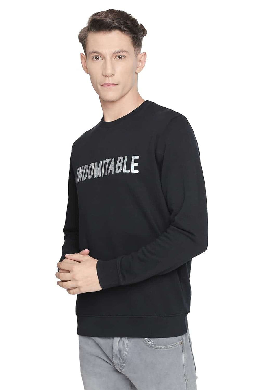 BASICS MUSCLE FIT BLACK BEAUTY CREW NECK PULLOVER KNIT JACKET