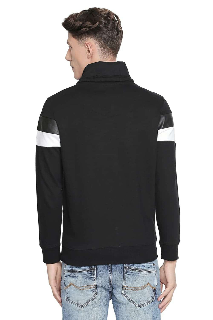 BASICS MUSCLE FIT BLACK BEAUTY HIGH NECK PULLOVER KNIT JACKET