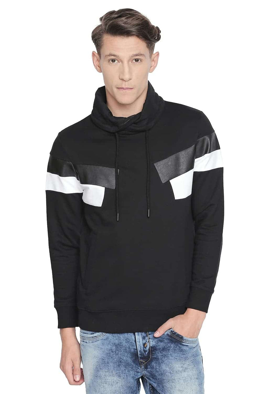 BASICS MUSCLE FIT BLACK BEAUTY HIGH NECK PULLOVER KNIT JACKET