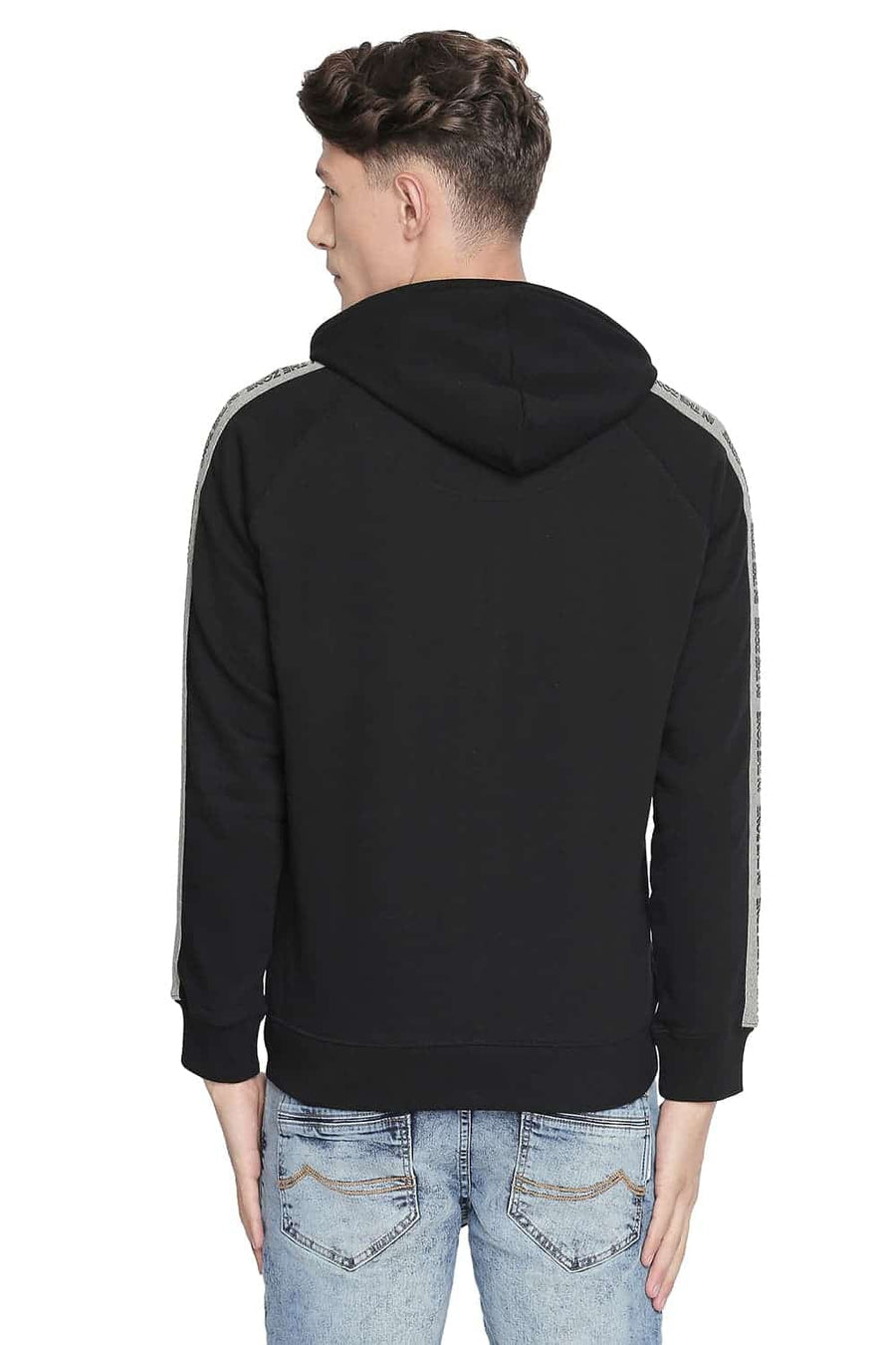 BASICS MUSCLE FIT BLACK BEAUTY RAGLAN HOODED KNIT JACKET