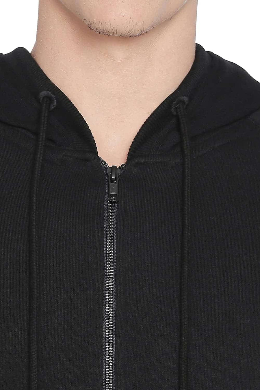 BASICS MUSCLE FIT BLACK BEAUTY RAGLAN HOODED KNIT JACKET