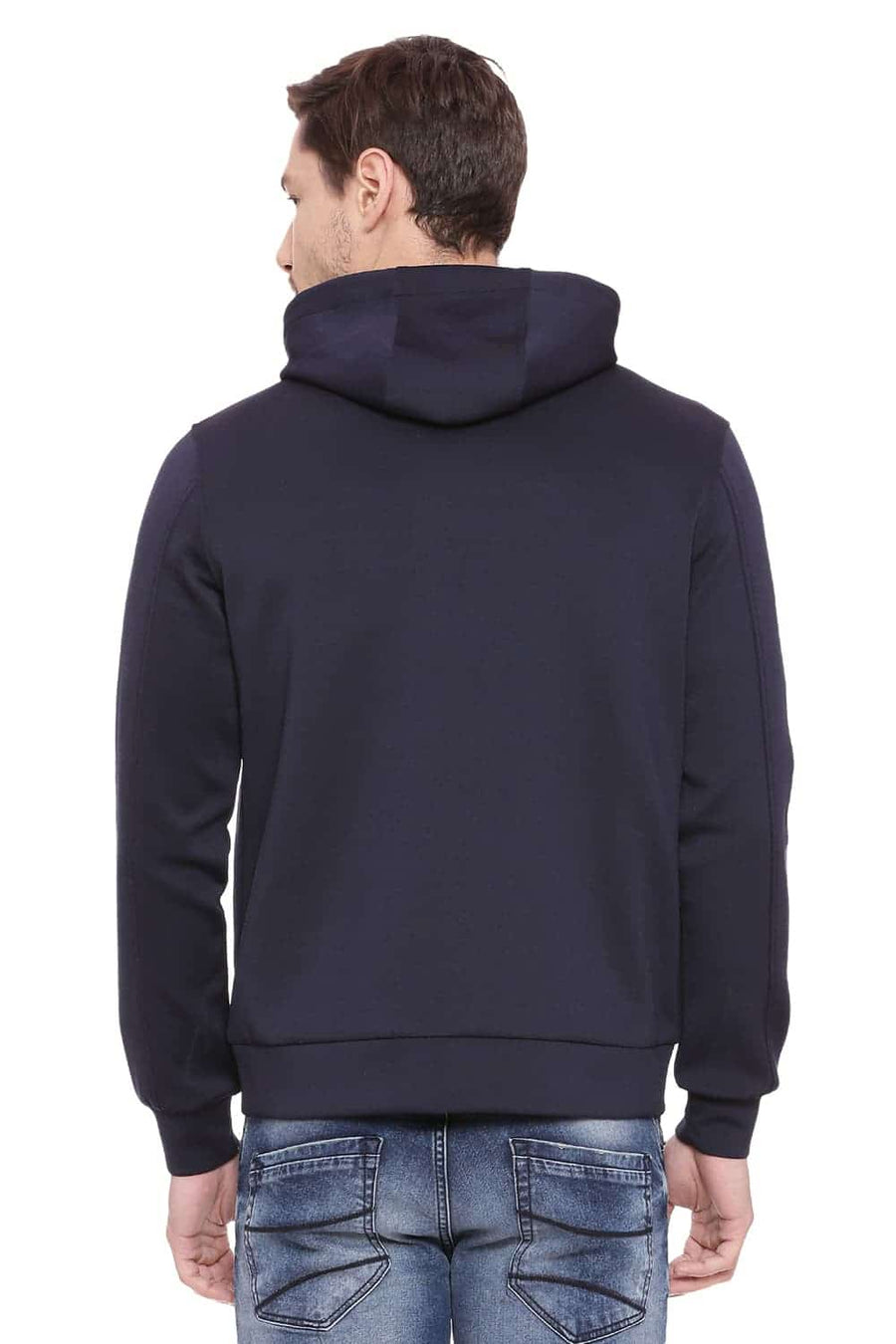 BASICS MUSCLE FIT INSIGNIA BLUE HOODED KNIT JACKET