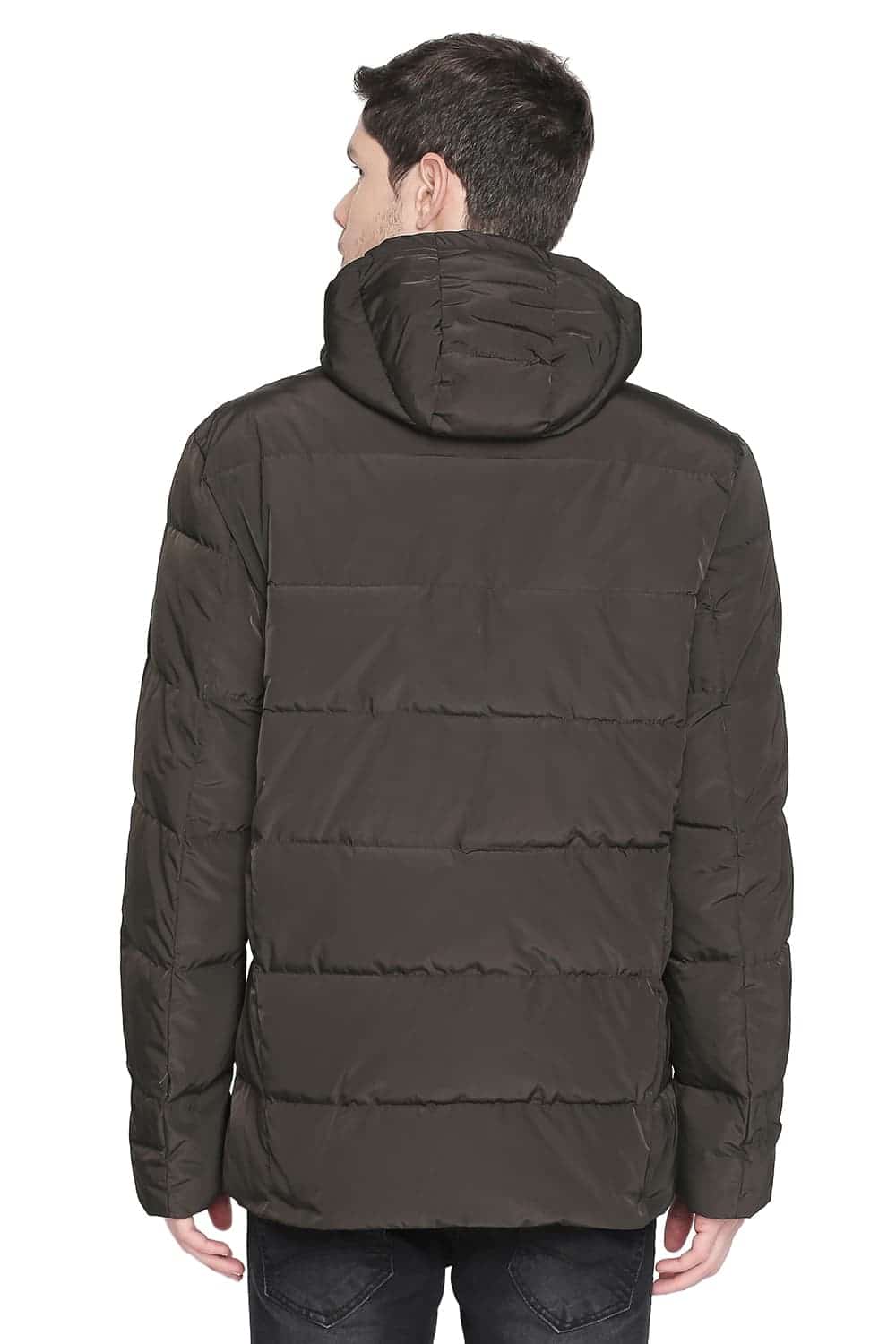 BASICS COMFORT FIT BLACK OLIVE HOODED POLY FILL JACKETS