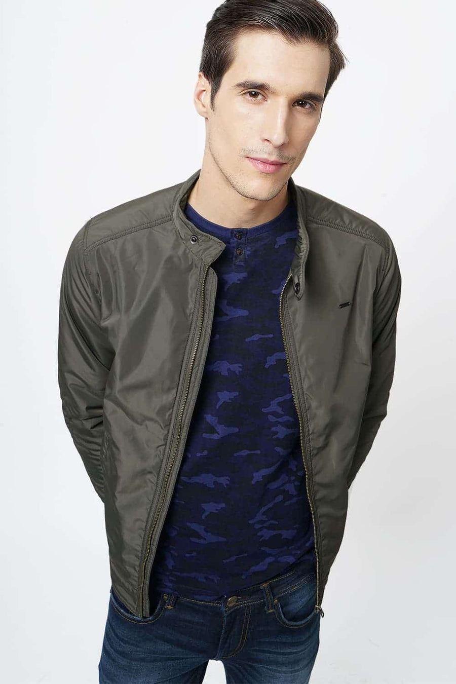 BASICS COMFORT FIT THYME GREEN POLYFILL JACKET