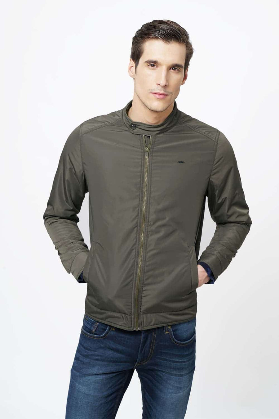 BASICS COMFORT FIT THYME GREEN POLYFILL JACKET