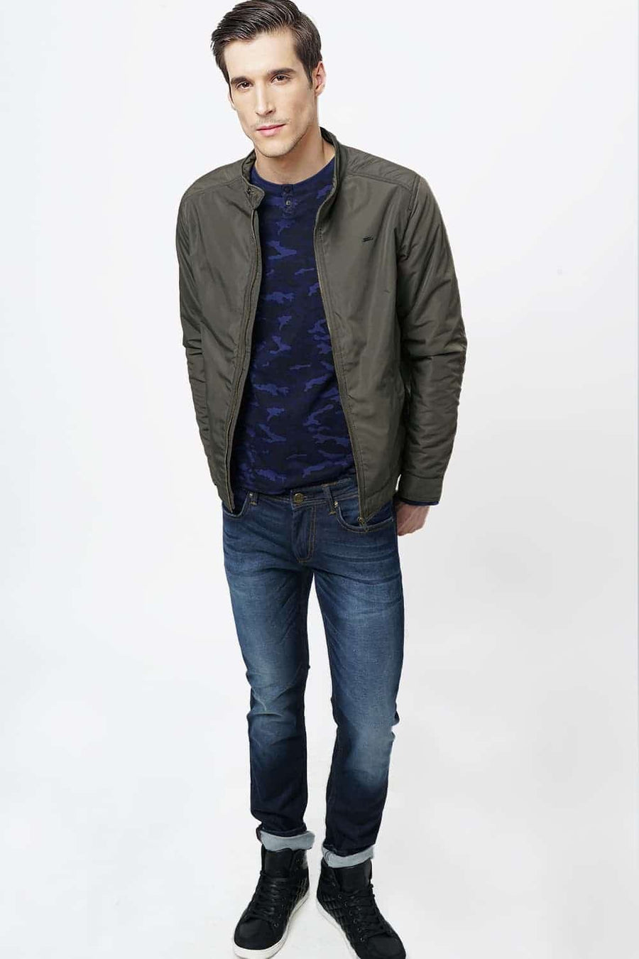 BASICS COMFORT FIT THYME GREEN POLYFILL JACKET