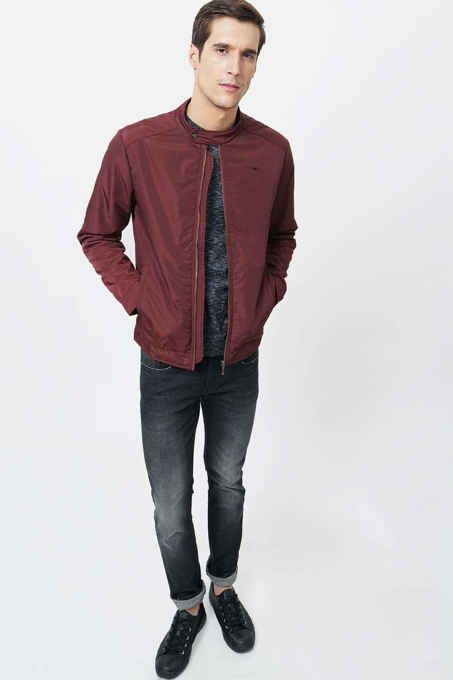 BASICS COMFORT FIT RUBY RED POLYFILL JACKET