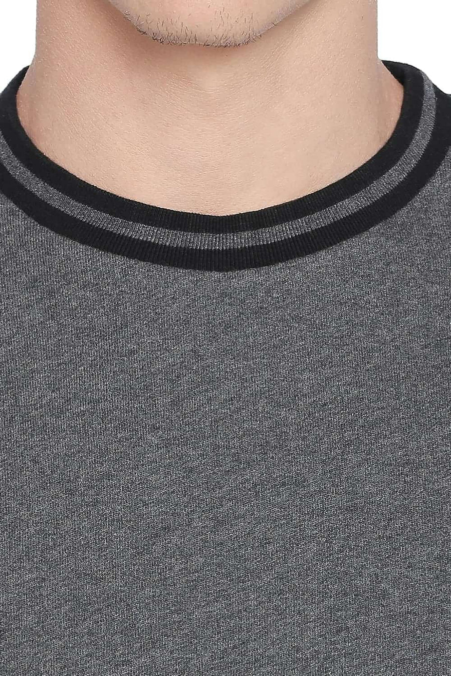 BASICS MUSCLE FIT ANTHRACITE MELANGE CREW NECK PULLOVER KNIT JACKET