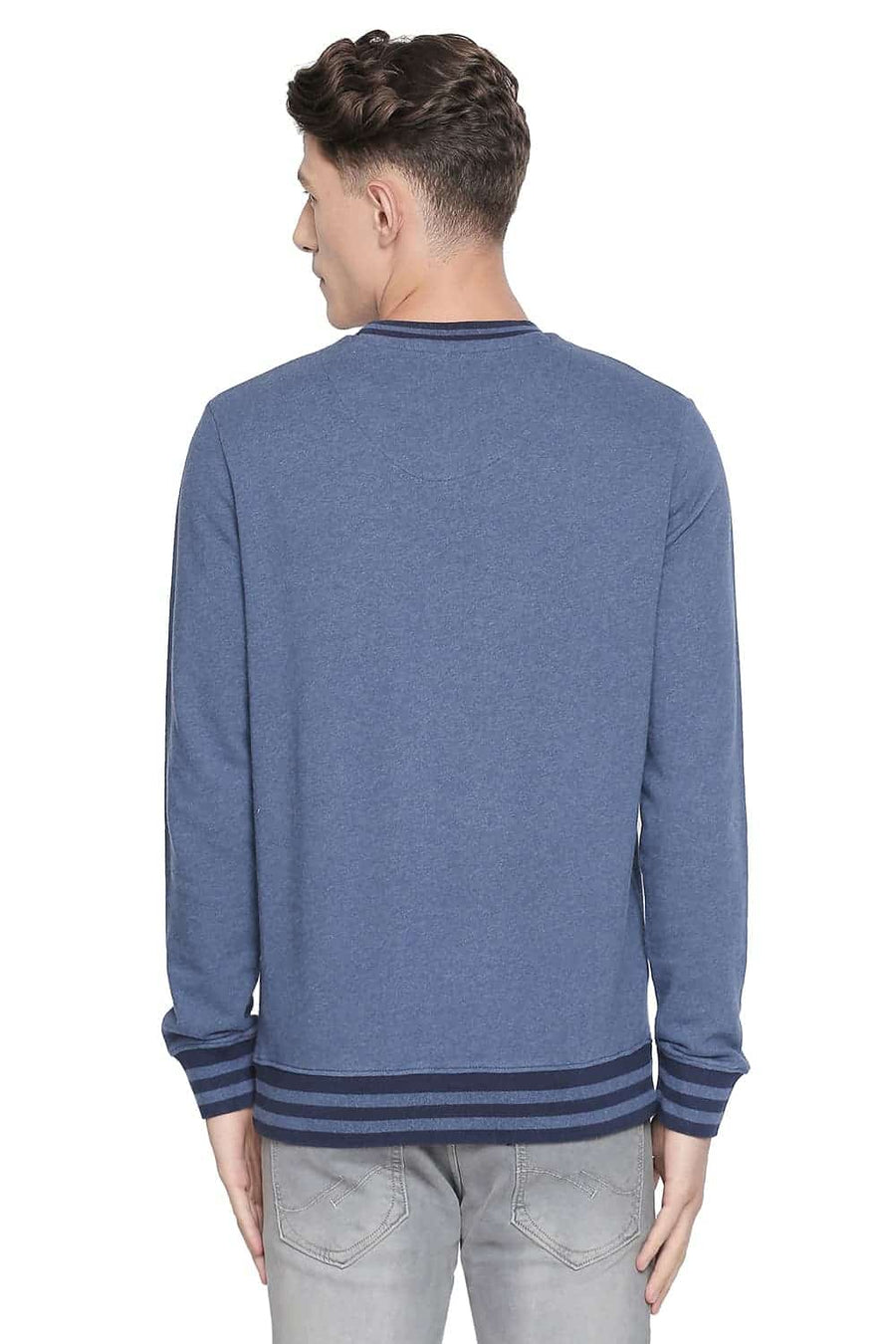 BASICS MUSCLE FIT MOONLIGHT MELANGE CREW NECK PULLOVER KNIT JACKET