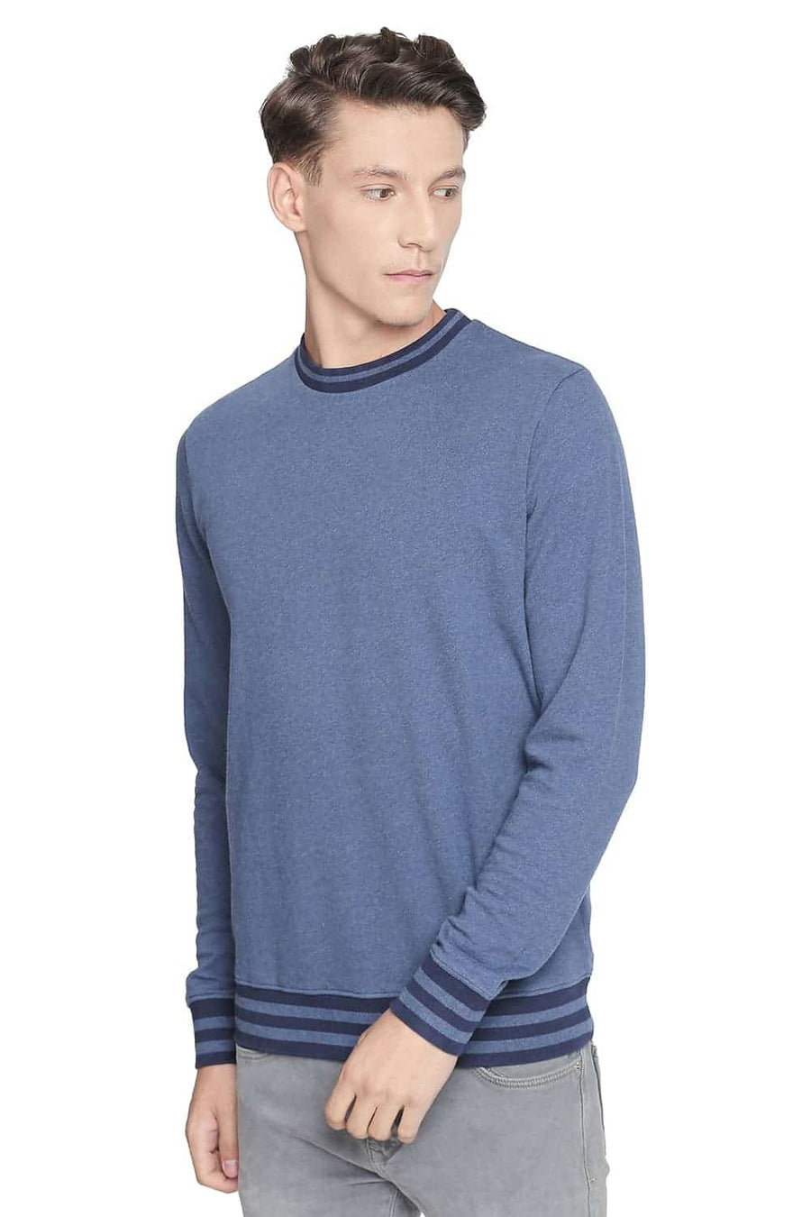 BASICS MUSCLE FIT MOONLIGHT MELANGE CREW NECK PULLOVER KNIT JACKET